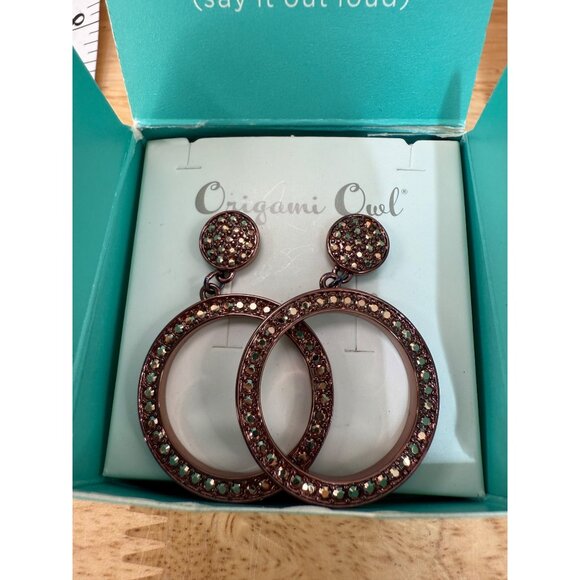Origami Owl Crystal-Accented Hoop Earrings With Gift Box - Picture 1 of 7
